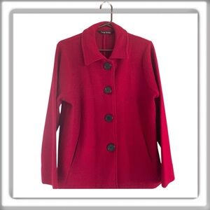 Jane Ashley Wool Blend Red Blazer Jacket Button Down Pockets Size Medium